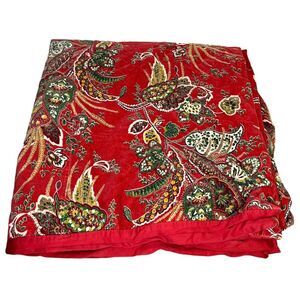 Pottery Barn Adela Velvet Duvet Cover Red Floral Full Queen‎ Christmas Cotton